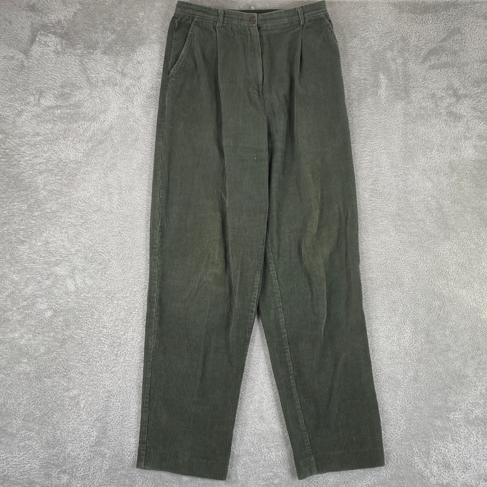 Pendleton Corduroy Pants Womens 6 Green Pleated High Rise Cotton Trousers Preppy